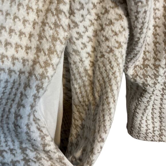 Calvin Klein Women's Sz 3X Light Brown /Ivory Plaid Open Front Jacket Pockets - Picture 11 of 13